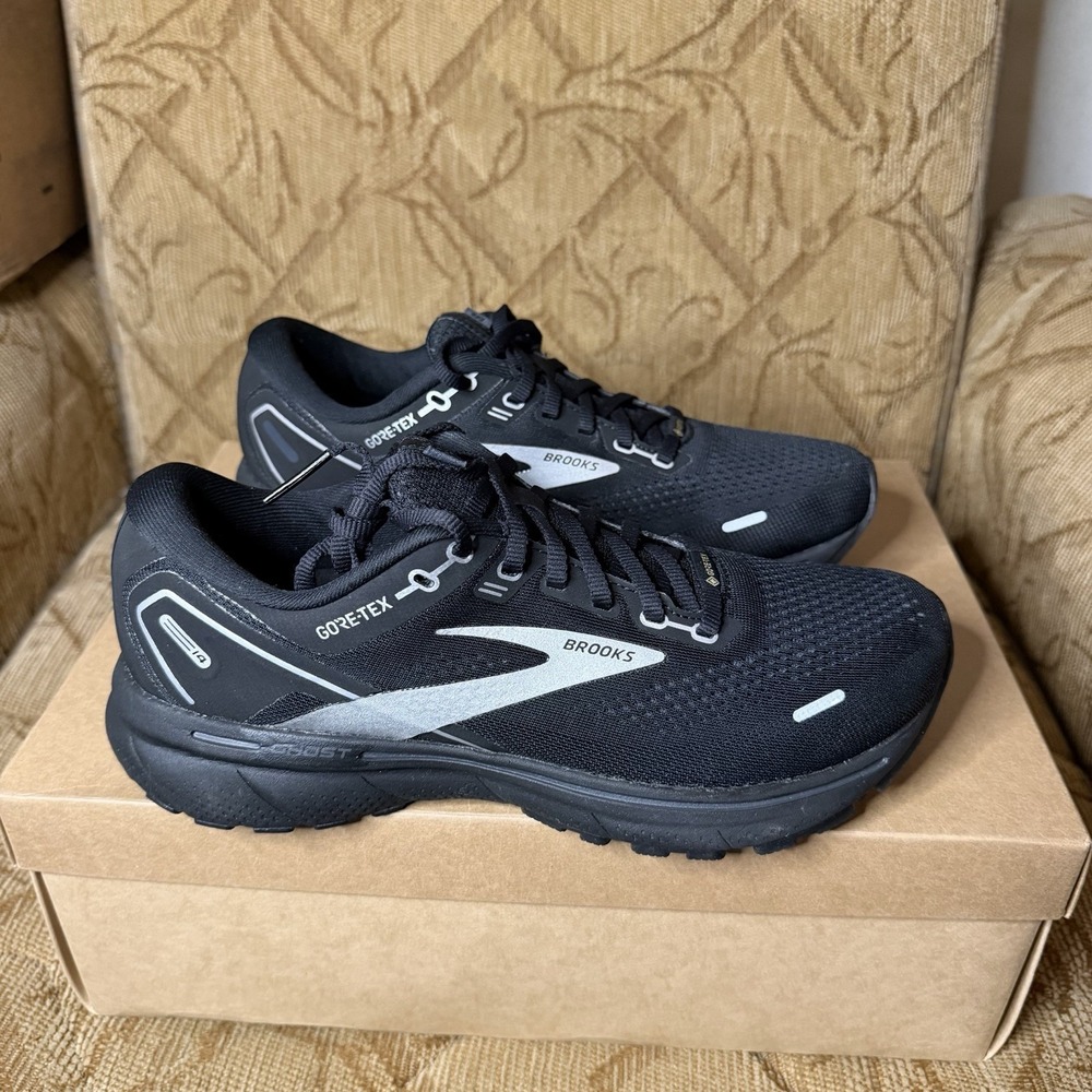 Brooks Ghost 14 GTX Black Silver Grey D Width Men Trail Running Shoe Size 8 Nice - Picture 4 of 9